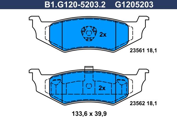 Galfer B1.G120-5203.2 - Тормозные колодки, дисковые, комплект unicars.by