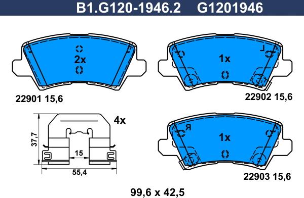 Galfer B1.G120-1946.2 - Тормозные колодки, дисковые, комплект unicars.by