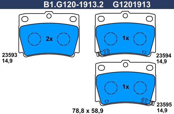 Galfer B1.G120-1913.2 - Тормозные колодки, дисковые, комплект unicars.by