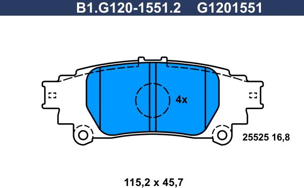 Galfer B1.G120-1551.2 - Тормозные колодки, дисковые, комплект unicars.by