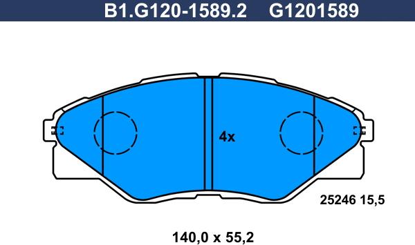 Galfer B1.G120-1589.2 - Тормозные колодки, дисковые, комплект unicars.by