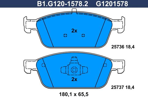 Galfer B1.G120-1578.2 - Тормозные колодки, дисковые, комплект unicars.by