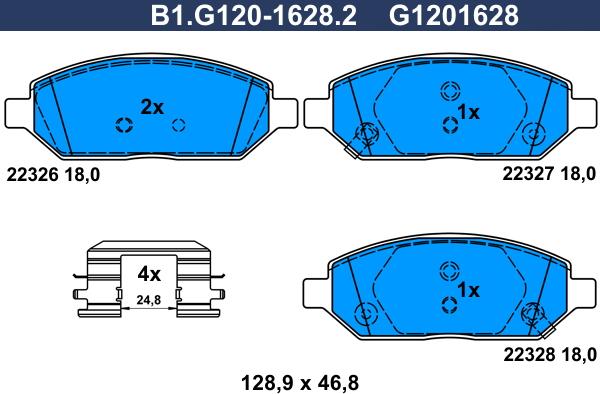 Galfer B1.G120-1628.2 - Тормозные колодки, дисковые, комплект unicars.by