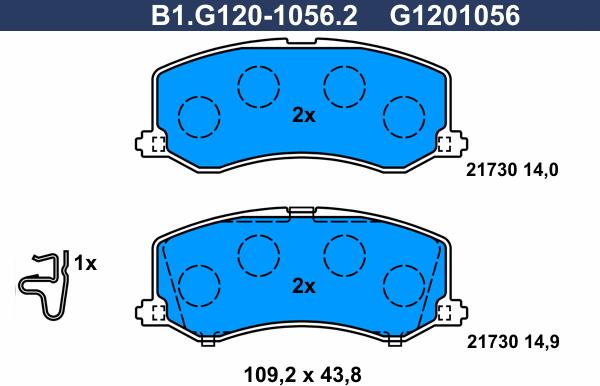 Galfer B1.G120-1056.2 - Тормозные колодки, дисковые, комплект unicars.by