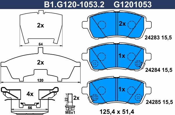 Galfer B1.G120-1053.2 - Тормозные колодки, дисковые, комплект unicars.by