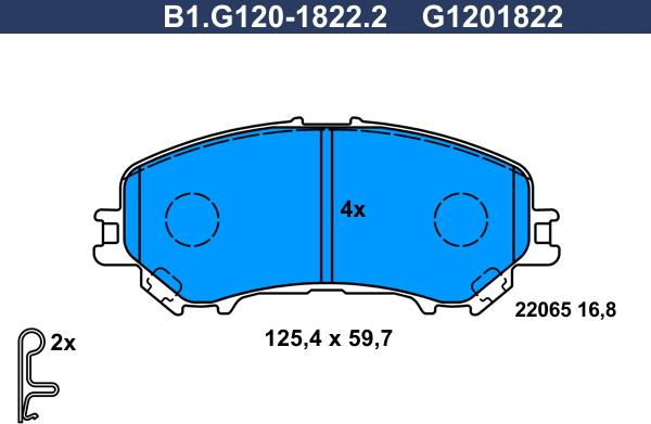 Galfer B1.G120-1822.2 - Тормозные колодки, дисковые, комплект unicars.by