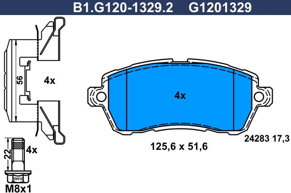 Galfer B1.G120-1329.2 - Тормозные колодки, дисковые, комплект unicars.by