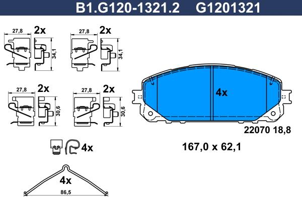 Galfer B1.G120-1321.2 - Тормозные колодки, дисковые, комплект unicars.by