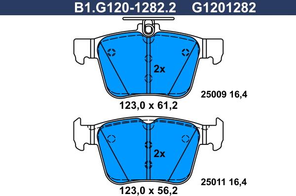 Galfer B1.G120-1282.2 - Тормозные колодки, дисковые, комплект unicars.by