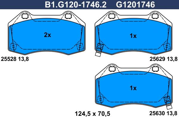 Galfer B1.G120-1746.2 - Тормозные колодки, дисковые, комплект unicars.by