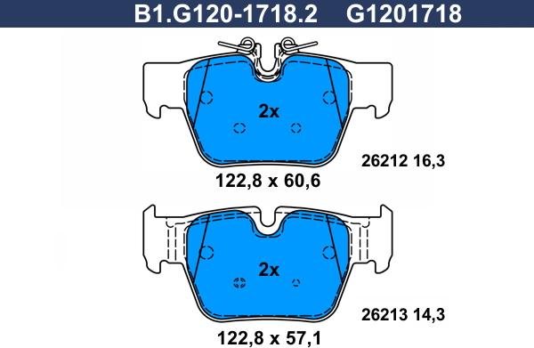 Galfer B1.G120-1718.2 - Тормозные колодки, дисковые, комплект unicars.by