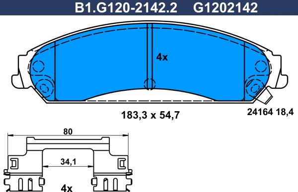 Galfer B1.G120-2142.2 - Тормозные колодки, дисковые, комплект unicars.by