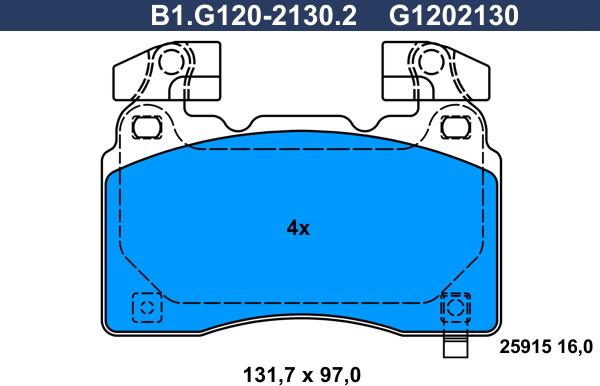 Galfer B1.G120-2130.2 - Тормозные колодки, дисковые, комплект unicars.by