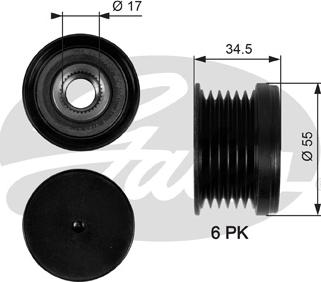 Gates OAP7090 - Шкив генератора, муфта unicars.by