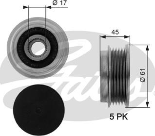 Gates OAP7093 - Шкив генератора, муфта unicars.by