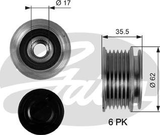 Gates OAP7044 - Шкив генератора, муфта unicars.by