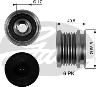 Gates OAP7040 - Шкив генератора, муфта unicars.by