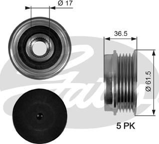 Gates OAP7041 - Шкив генератора, муфта unicars.by