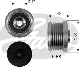 Gates OAP7059 - Шкив генератора, муфта unicars.by