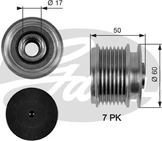 Gates OAP7058 - Шкив генератора, муфта unicars.by