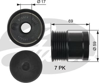 Gates OAP7069 - Шкив генератора, муфта unicars.by