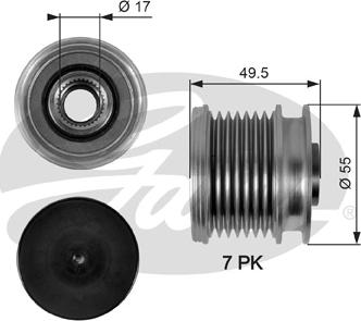 Gates OAP7086 - Шкив генератора, муфта unicars.by