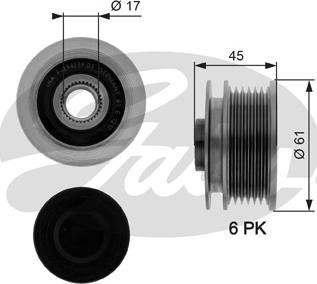 Gates OAP7087 - Шкив генератора, муфта unicars.by