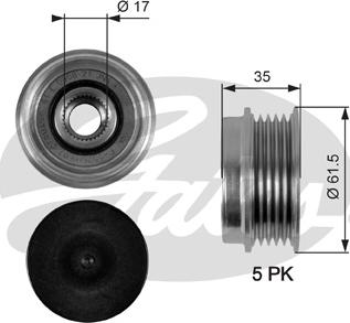 Gates OAP7033 - Шкив генератора, муфта unicars.by