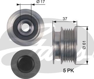 Gates OAP7145 - Шкив генератора, муфта unicars.by