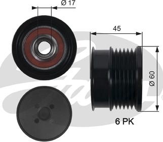 Gates OAP7156 - Шкив генератора, муфта unicars.by