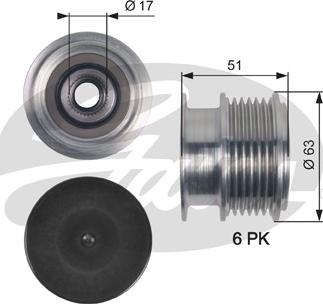 Gates OAP7150 - Шкив генератора, муфта unicars.by