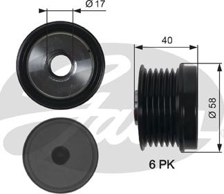 Gates OAP7158 - Шкив генератора, муфта unicars.by