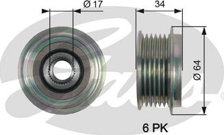 Gates OAP7167 - Шкив генератора, муфта unicars.by