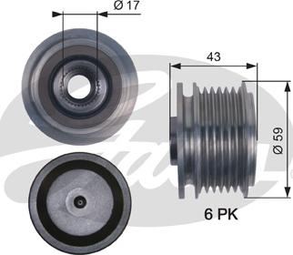 Gates OAP7112 - Шкив генератора, муфта unicars.by