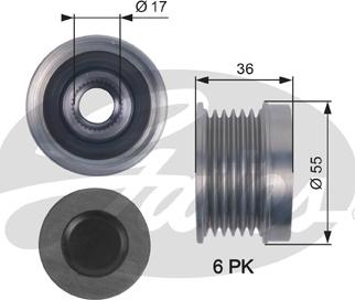 Gates OAP7138 - Шкив генератора, муфта unicars.by