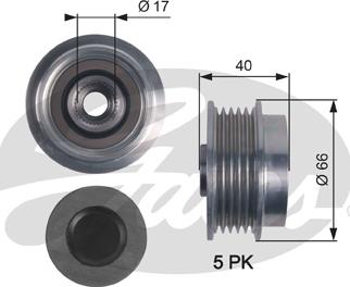 Gates OAP7122 - Шкив генератора, муфта unicars.by