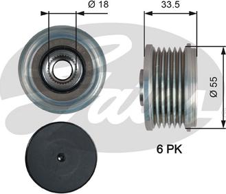 Gates OAP7216 - Шкив генератора, муфта unicars.by