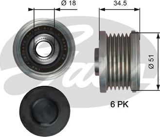 Gates OAP7218 - Шкив генератора, муфта unicars.by