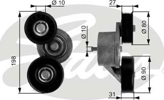 Gates T38167 - Натяжитель, поликлиновый ремень unicars.by