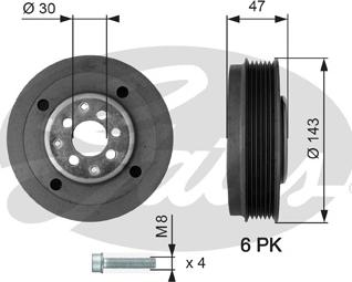 Gates TVD1014A - Шкив коленчатого вала unicars.by