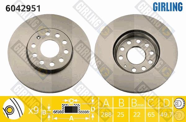 Girling 6042951 - Тормозной диск unicars.by