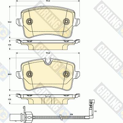 Girling 6119021 - Тормозные колодки, дисковые, комплект unicars.by