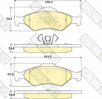 Girling 6114182 - Тормозные колодки, дисковые, комплект unicars.by