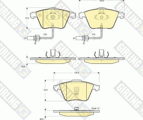 Girling 6115282 - Тормозные колодки, дисковые, комплект unicars.by