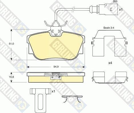 Girling 6113691 - Тормозные колодки, дисковые, комплект unicars.by