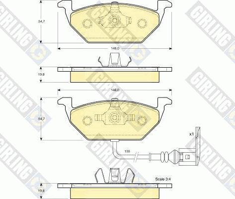 Girling 6113865 - Тормозные колодки, дисковые, комплект unicars.by