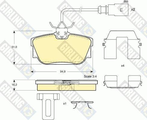 Girling 6113261 - Тормозные колодки, дисковые, комплект unicars.by