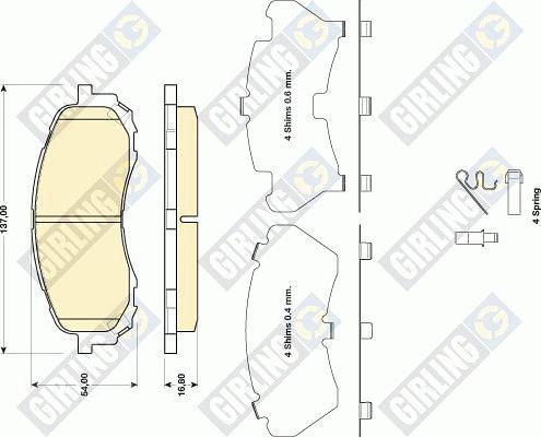 Girling 6134699 - Тормозные колодки, дисковые, комплект unicars.by