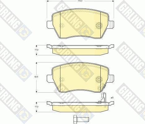 Girling 6133961 - Тормозные колодки, дисковые, комплект unicars.by