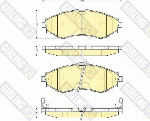 Girling 6133459 - Тормозные колодки, дисковые, комплект unicars.by